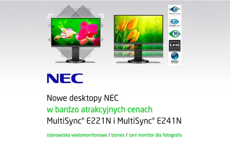Nowe monitory NEC MultiSync E221N i E241N