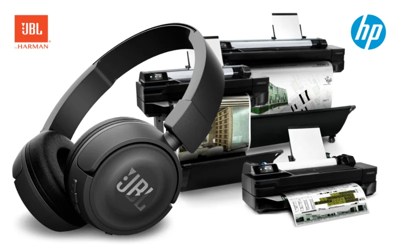 Ploter HP DesignJet + słuchawki bluetooth JBL